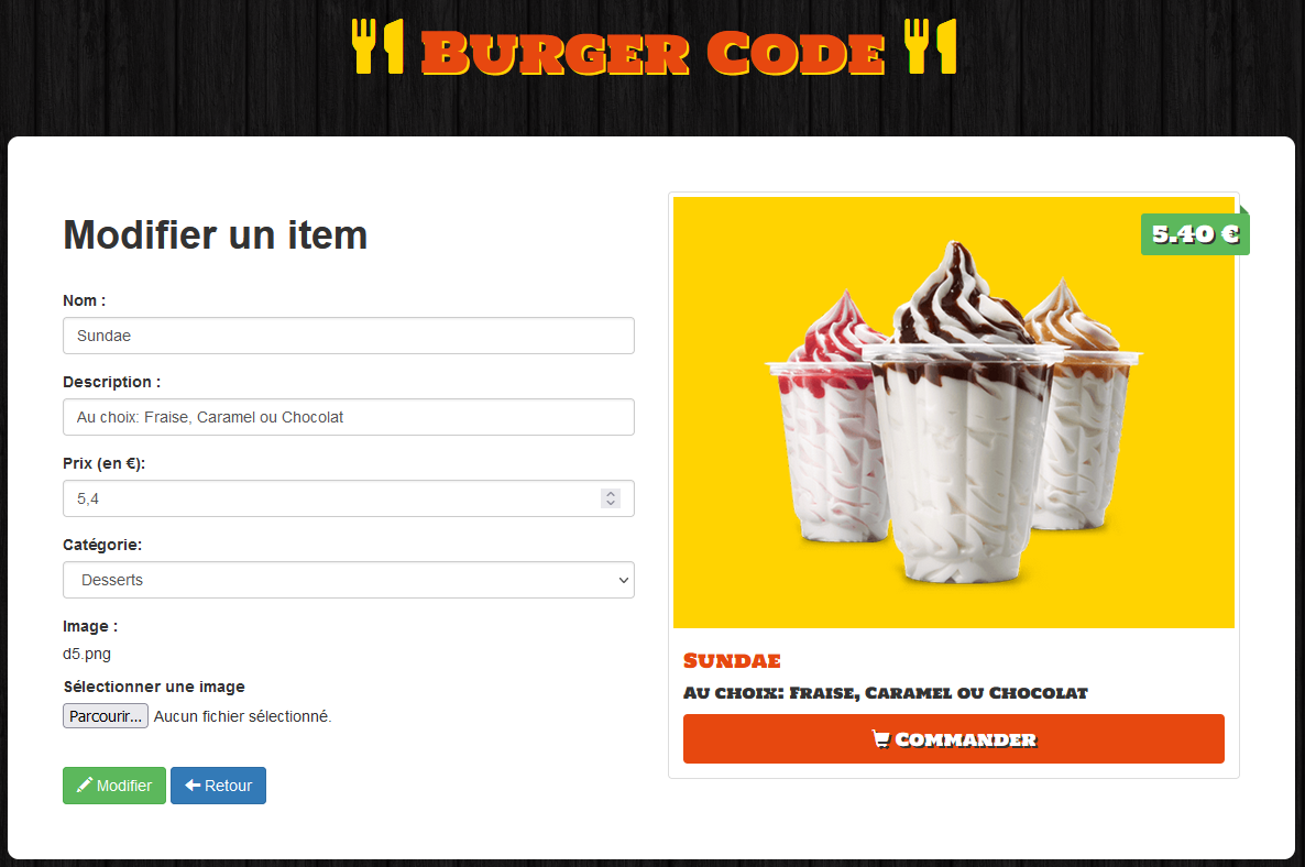 Liste des items