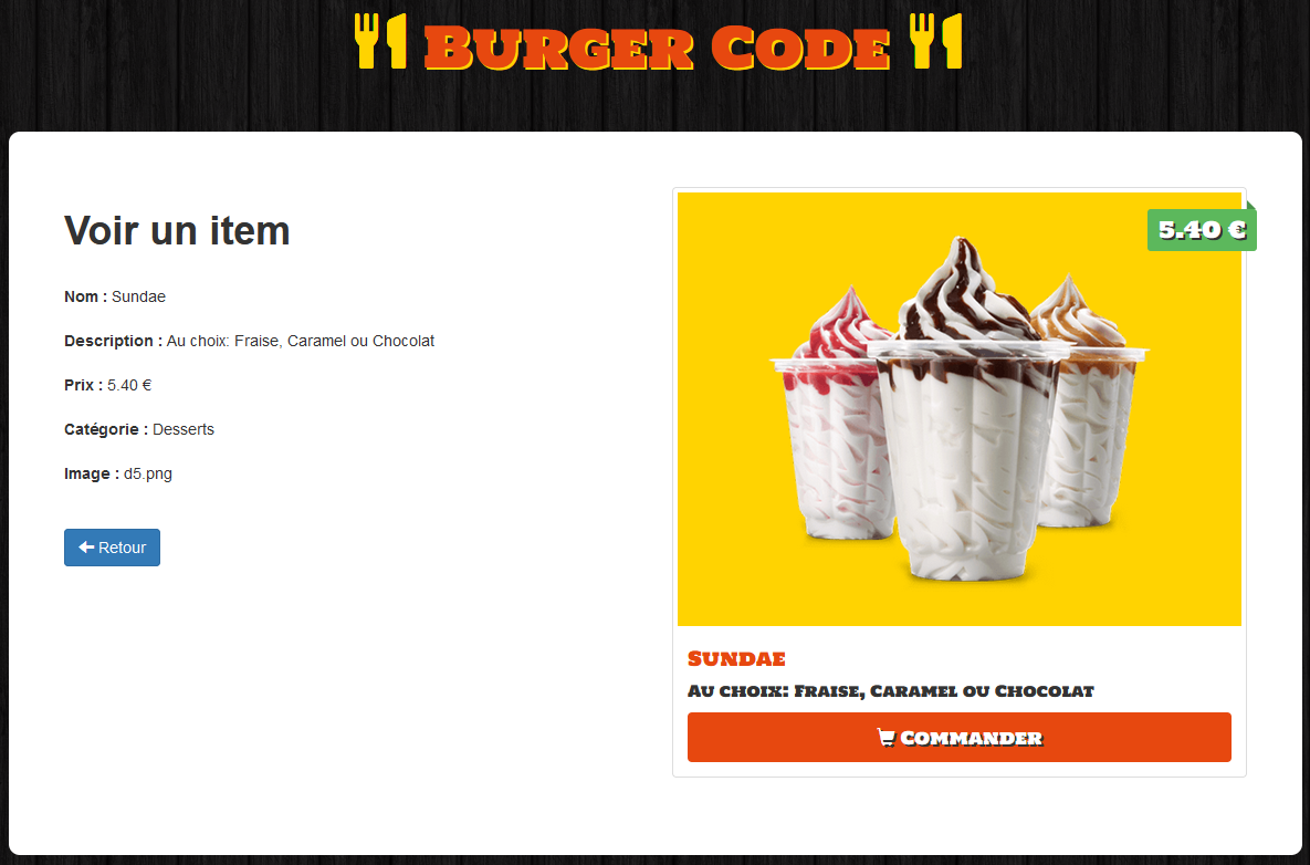 Liste des items